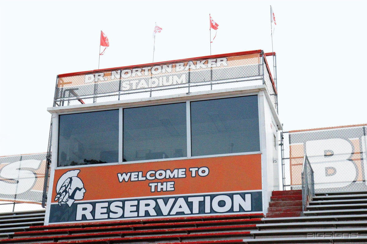 Welcome to the Reservation press box wrap at Dr. Norton Baker Stadium