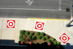 Target branded sidewalk floor decals promoting retail sale, ideal for floor decals and floor graphics in outdoor advertising use