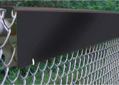 Close-up of fence topper caps on chain link fence, providing protection and clean finish for chain link fence cover