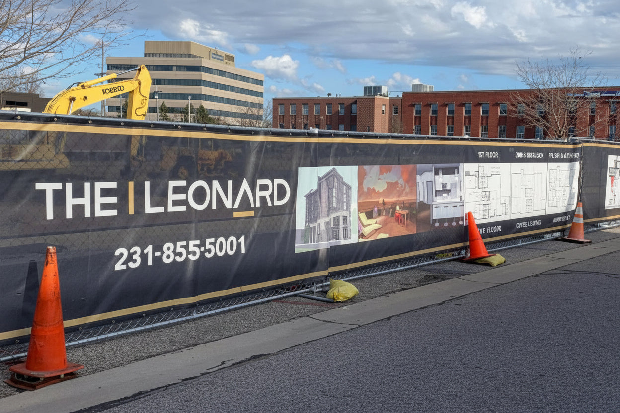 BrandingScreenMax™ Custom Printed Vinyl Mesh Branding Screen