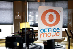 Perforated micro dot window wraps with custom branding, perfect for window graphics and window wraps in retail use