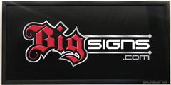 Black QuickChange™ aluminum banner frame displaying the red and silver BIGSIGNS logo