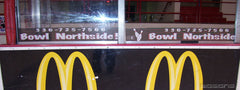 Hockey rink window graphics with custom branding, ideal for window graphics and event signs in indoor arenas