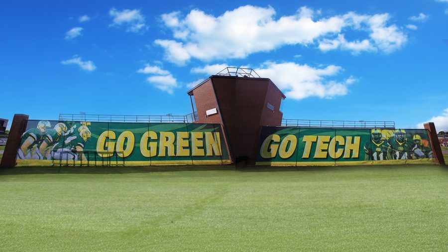 Go Green Go Tech football windscreen branding
