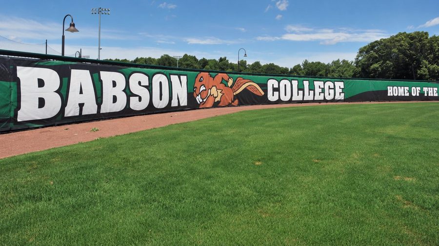 Babson College softball windscreen branding